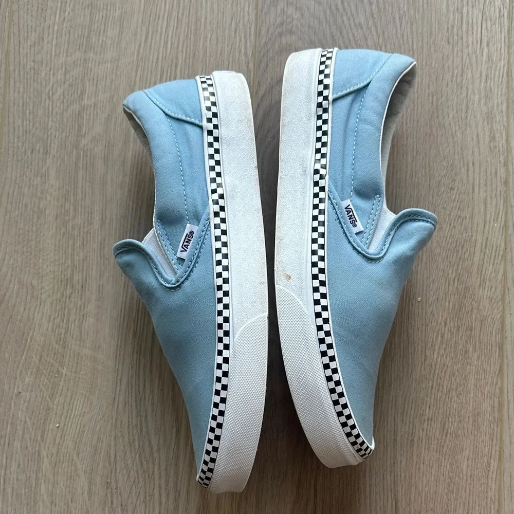 Vans Slip-On Sneakers Light Blue Checkered Men’s 10 Womens 8.5 OFF THE WALL - Picture 3 of 6